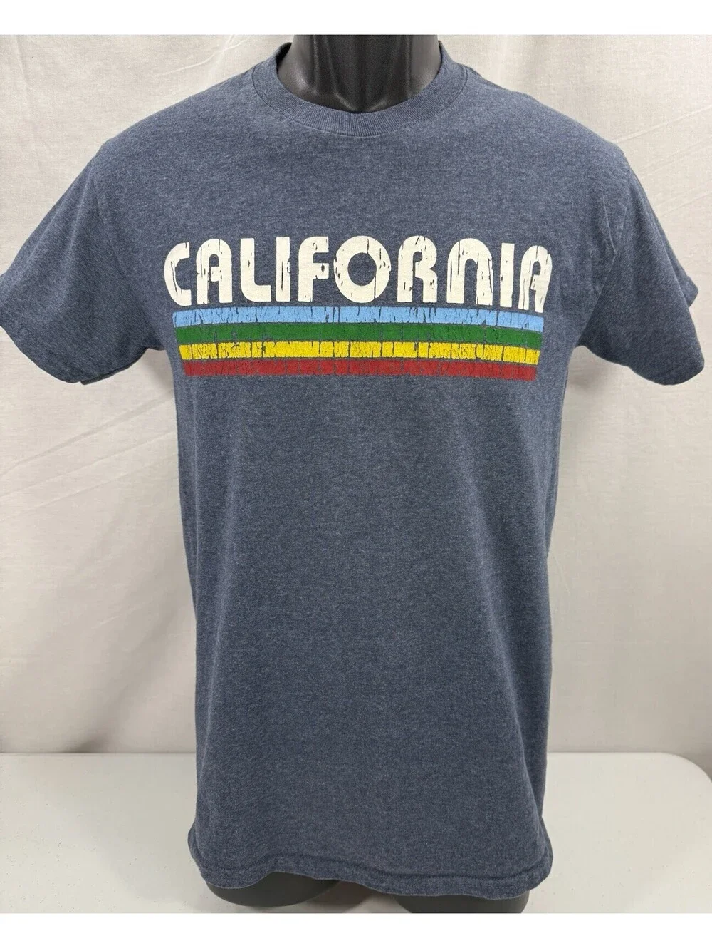 Vintage California Retro Rainbow Tee Size Small T Shirt Gray Gildan 50/50 Blend